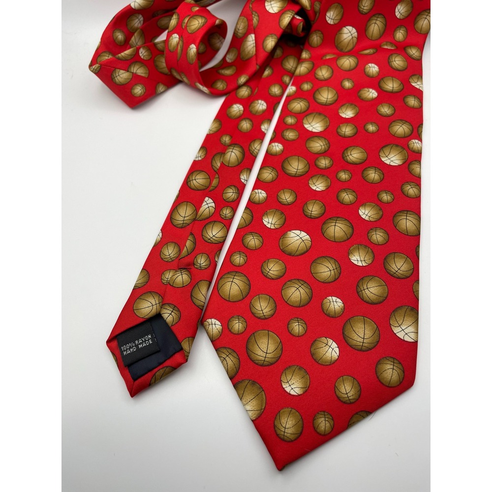 Utopia Mens Basketball Print Silk Like Rayon Necktie Red Sports Novelty Tie